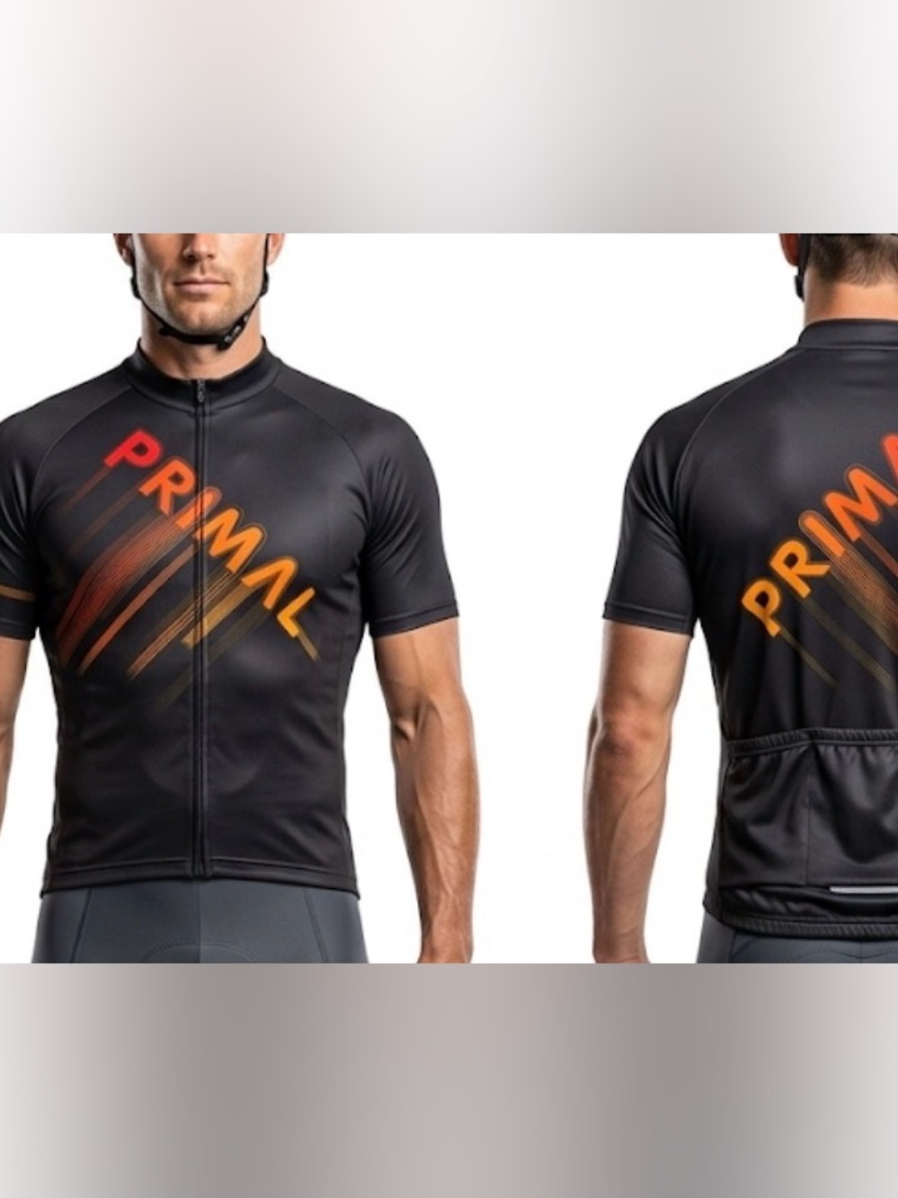 Primal‎ Wear Men’s Cycling Jersey Black Orange Race Fit Short Sleeve Full Zip L